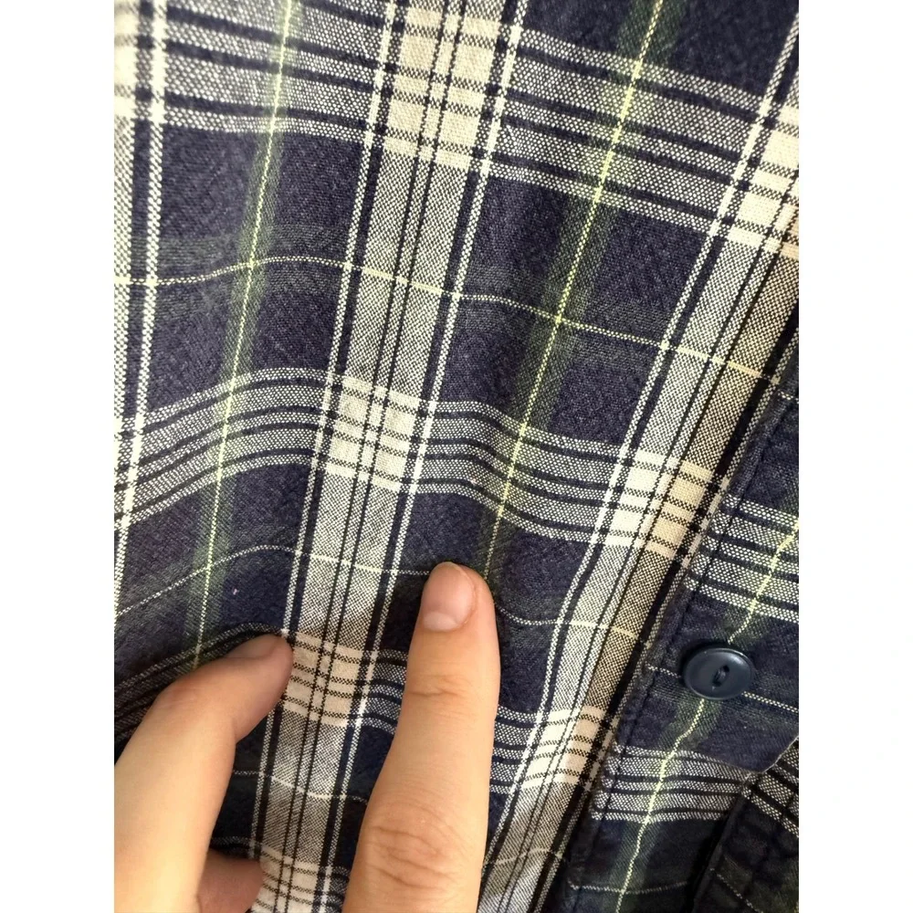 L.L. Bean Plaid Button Down Shirt Size XL Navy Blue Green